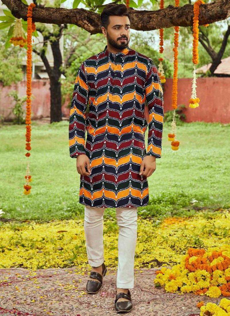 Multi Colour Raas Vol 6 Shubh Kala Latest Designer Navratri Special Silk Mens Wear Kurta Collection 2137